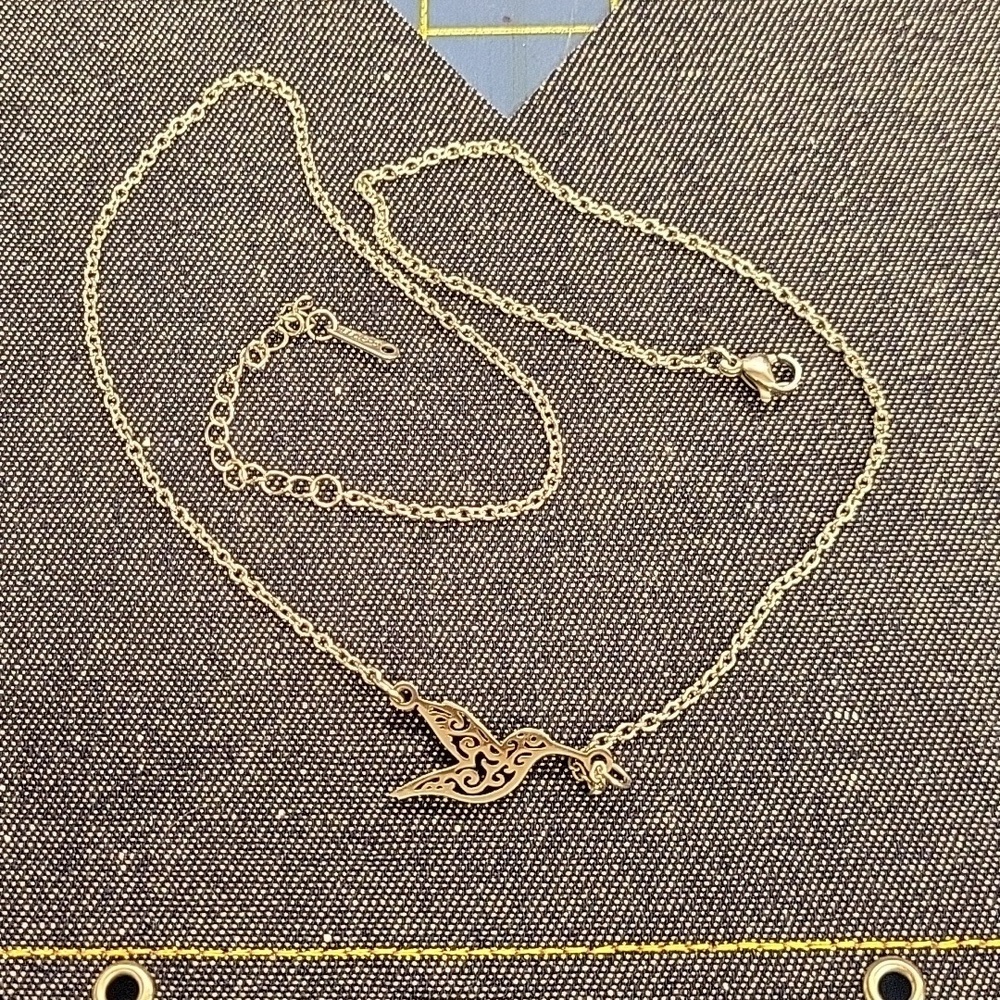 Stainless Steel Silver Bird Dove 18" +2" Extension Necklace